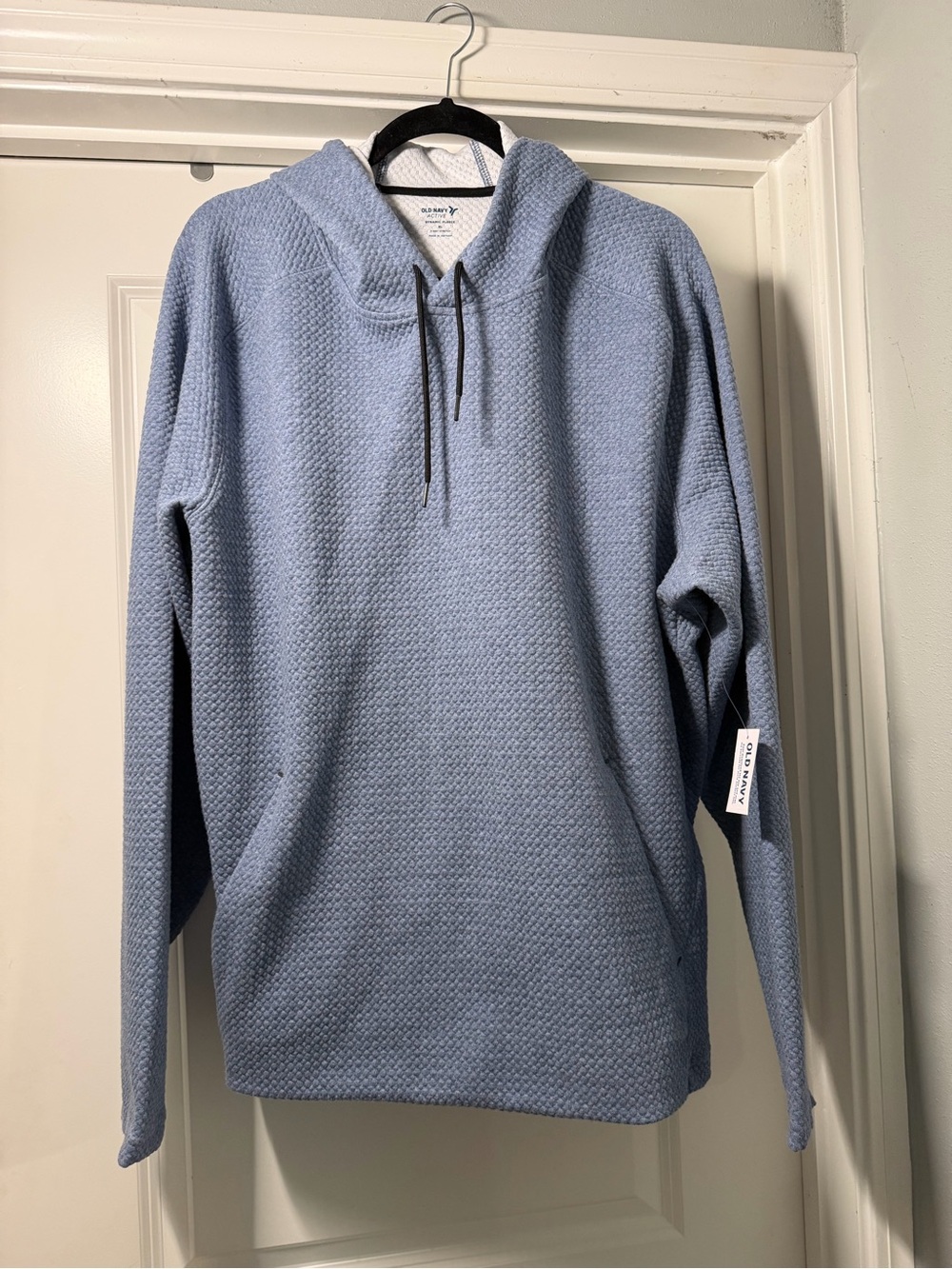 Old Navy Light Blue active wear Waffle Knit Crewneck Hoodie men’s size XL NWT